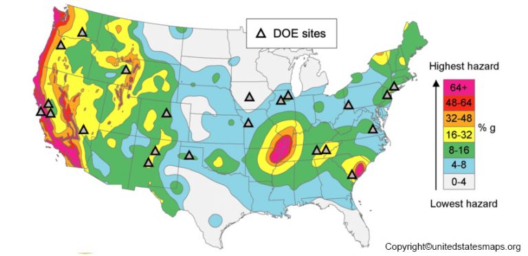 US Earthquake Map | USA Earthquake Risk Map Printable