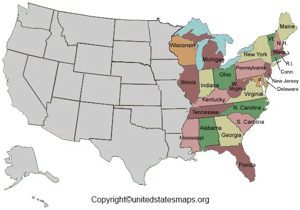 Interstate Map of Eastern US