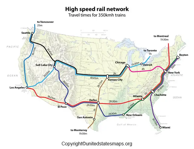 high speed rail map of usa