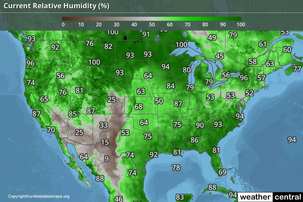 United States Humidity Map