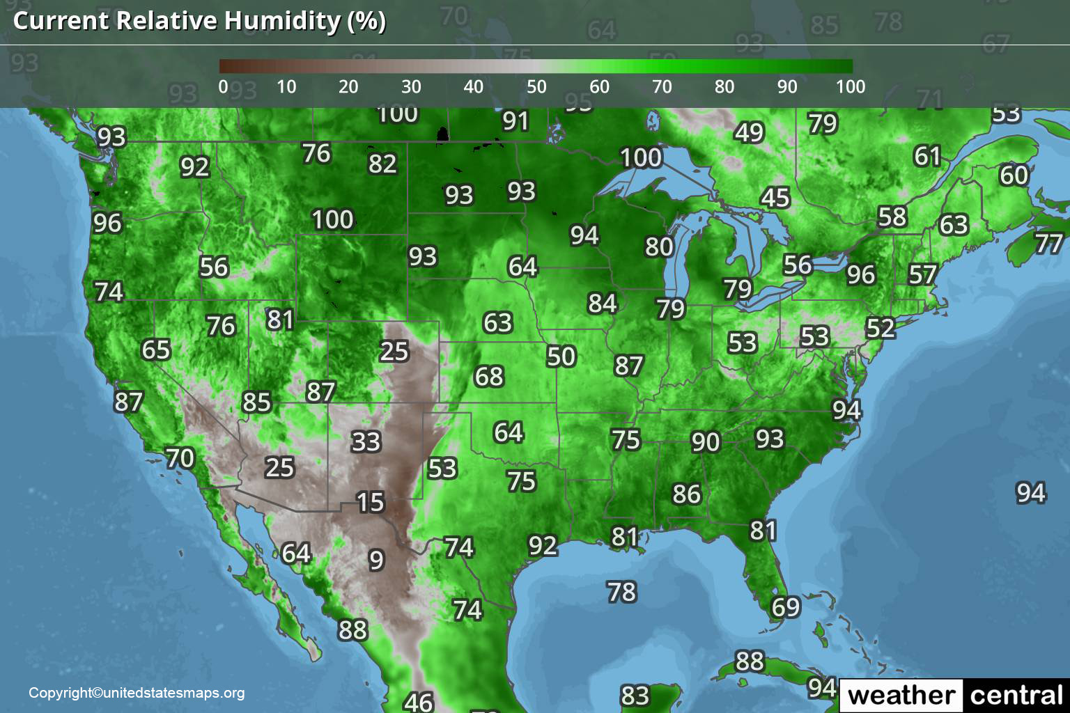 US Humidity Map United States Humidity Map USA   Humidity Map Us 