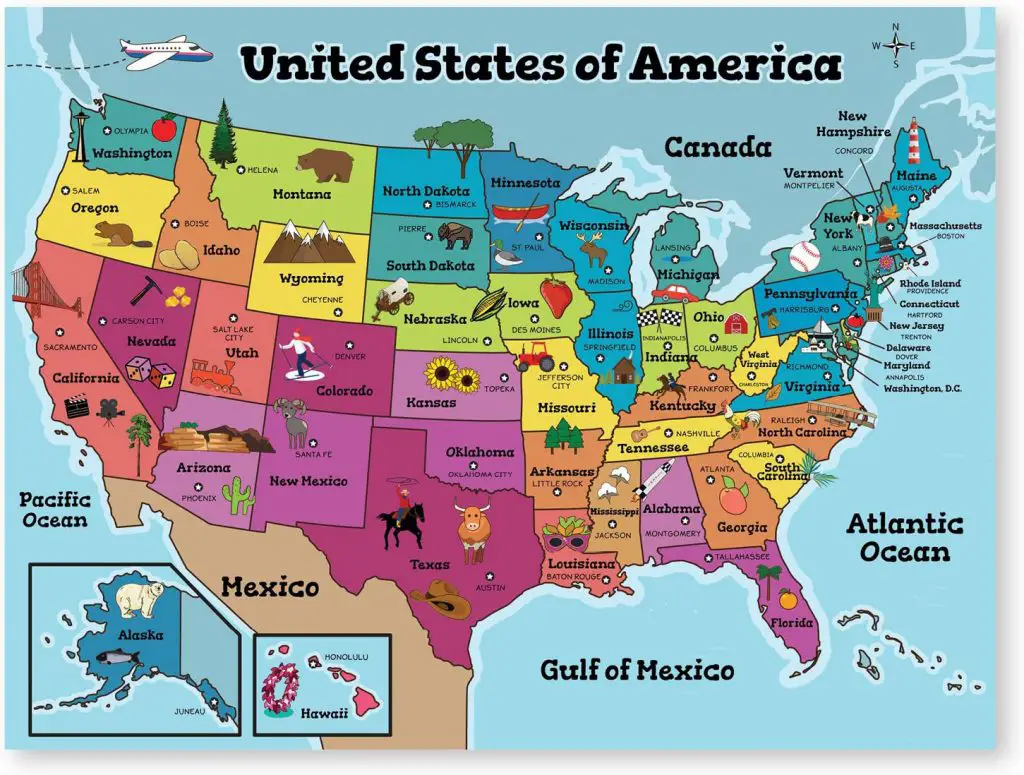 map of us for kids