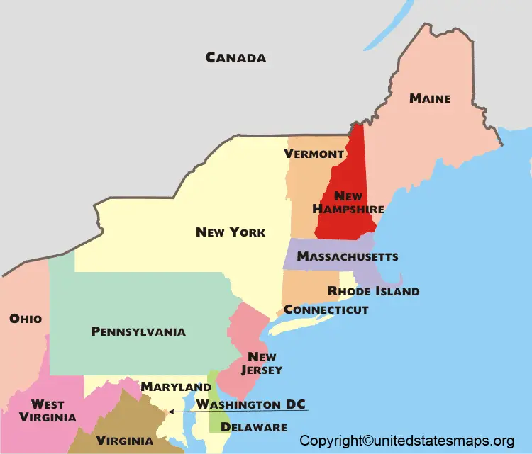 Map of Northeast US
