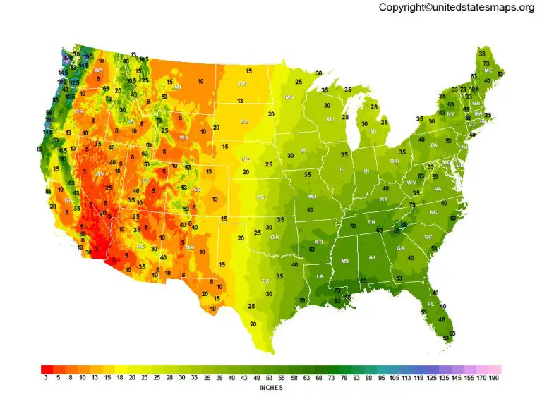 US Precipitation Map US Annual Precipitation Map In Pdf Precipitation Us Map 768x593