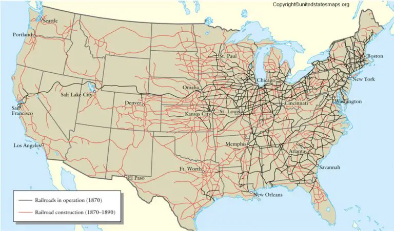 US Railroad Map 1870 | United States Railroad Map 1870