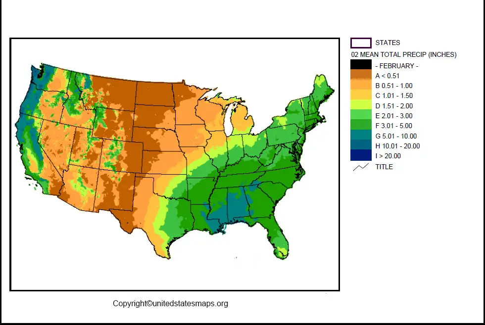 US Rainfall Map Annual Rainfall Map of USA Printable