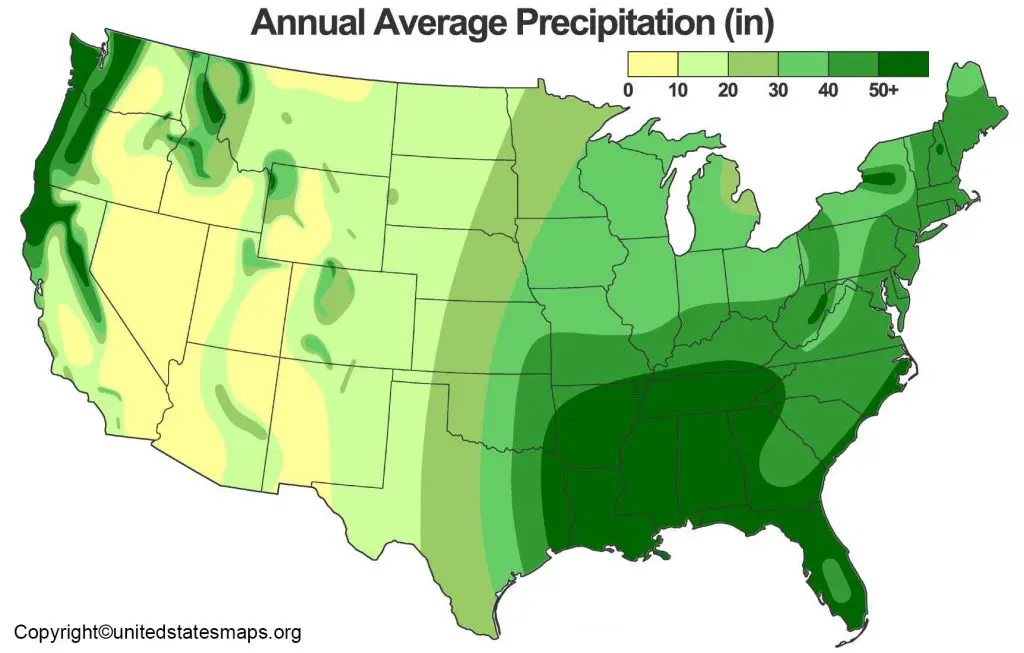 Us Rainfall Map Annual Rainfall Map Of Usa Printable 0234