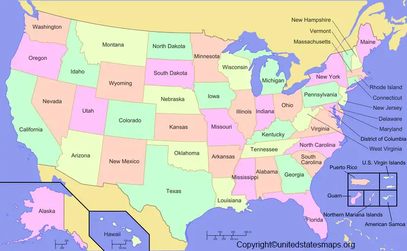 US Territories Map | Map of US and Territories Printable