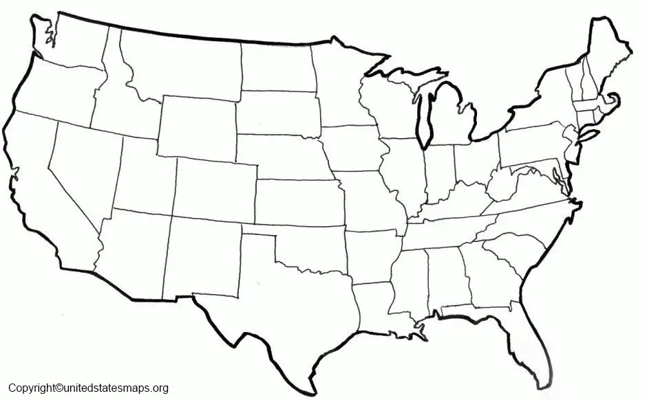 Unlabeled Us Map Unlabeled Map Of United States 6697