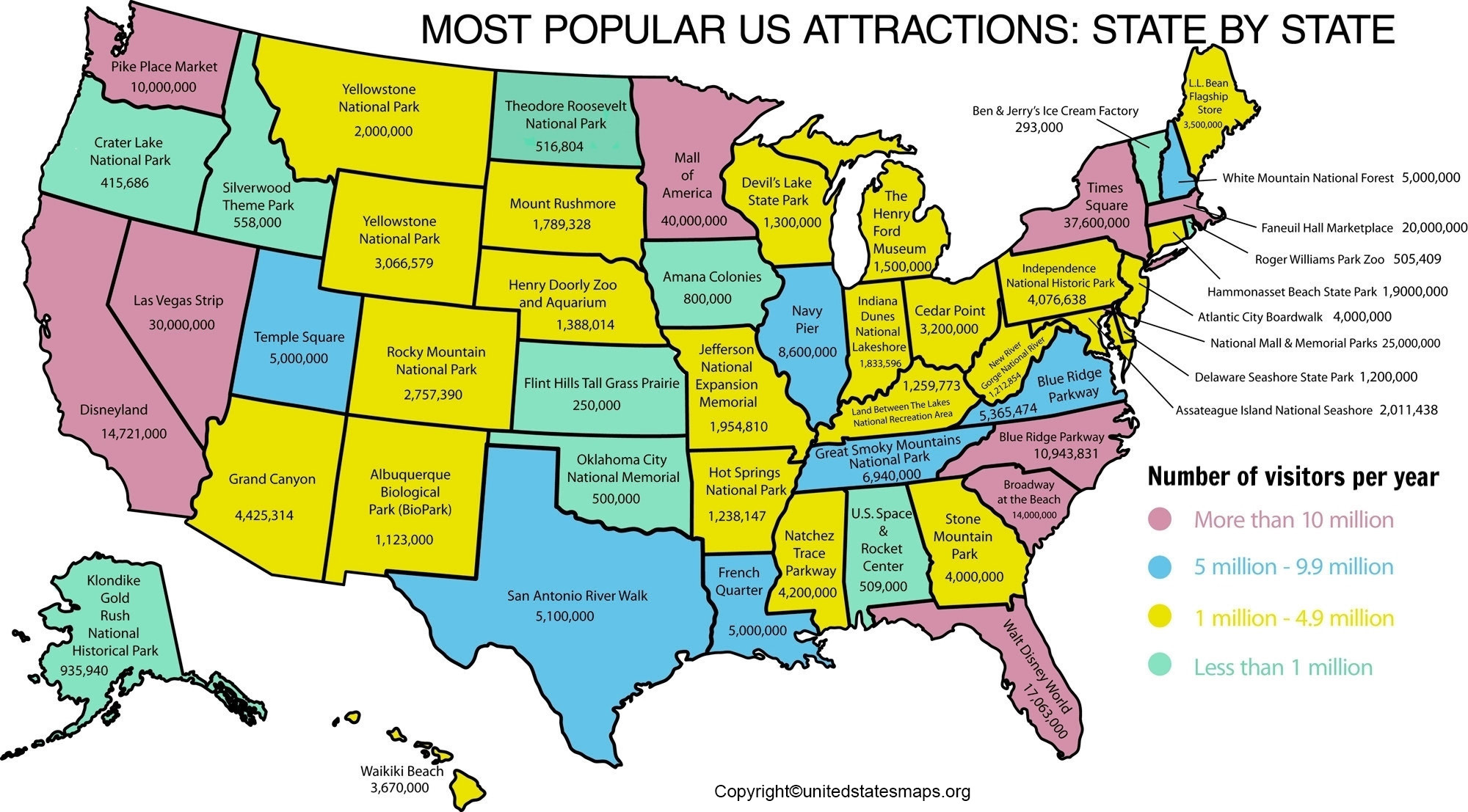 US Attractions Map United States attractions Map [USA]