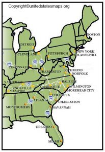 Eastern US Map  Map of Eastern USA with Cities