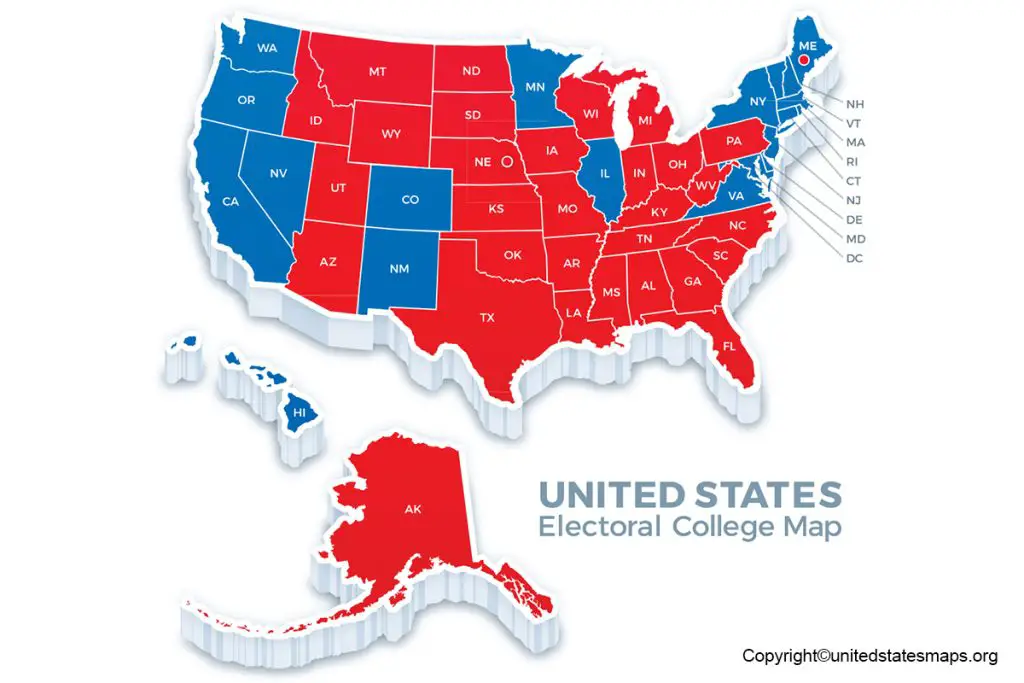 Map of USA States Electoral Votes