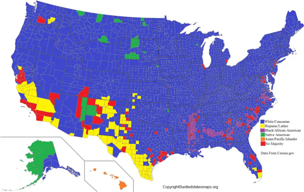 Printable US Ethnicity Map