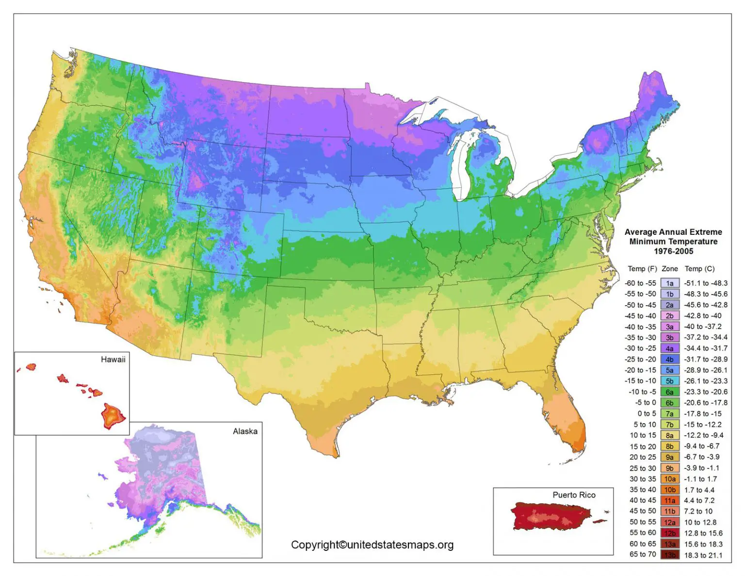 US Hardiness Zone Map Hardiness Zone Map of the USA