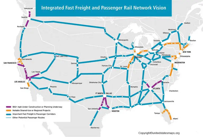 US High Speed Rail Map | High Speed Rail Map of USA