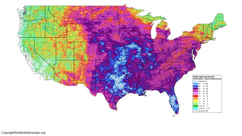 Printable US Lightning Map