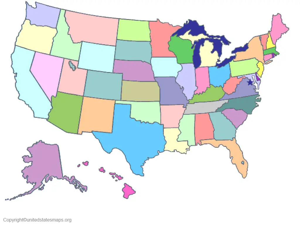 US Map Without Names OR Labels [Free Printable Pdf]