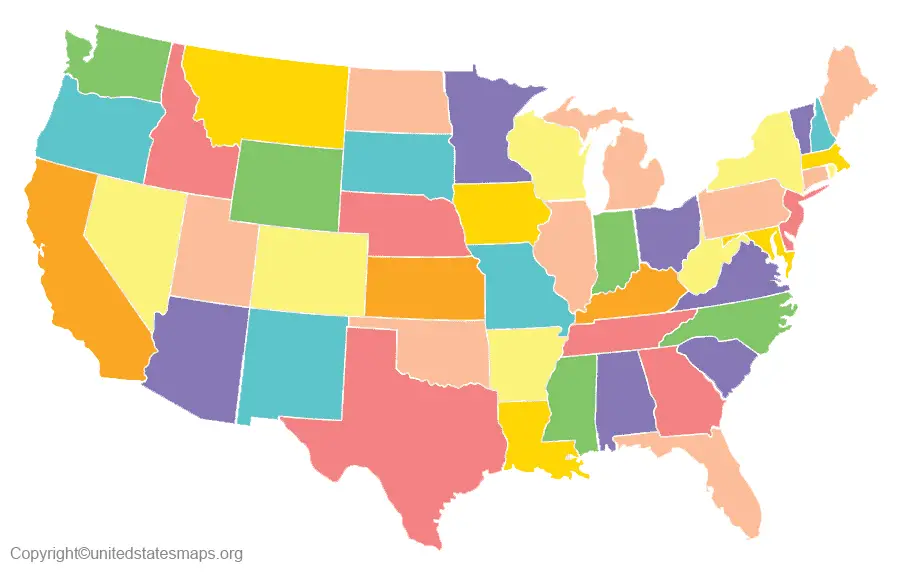 Map of USA Without State Names