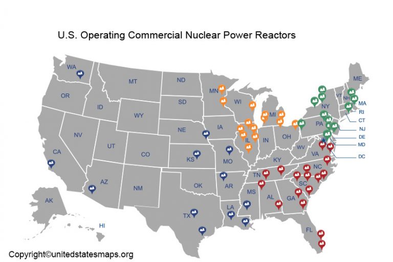 US Nuclear Power Plants Map  USA Nuclear Power Plants Map