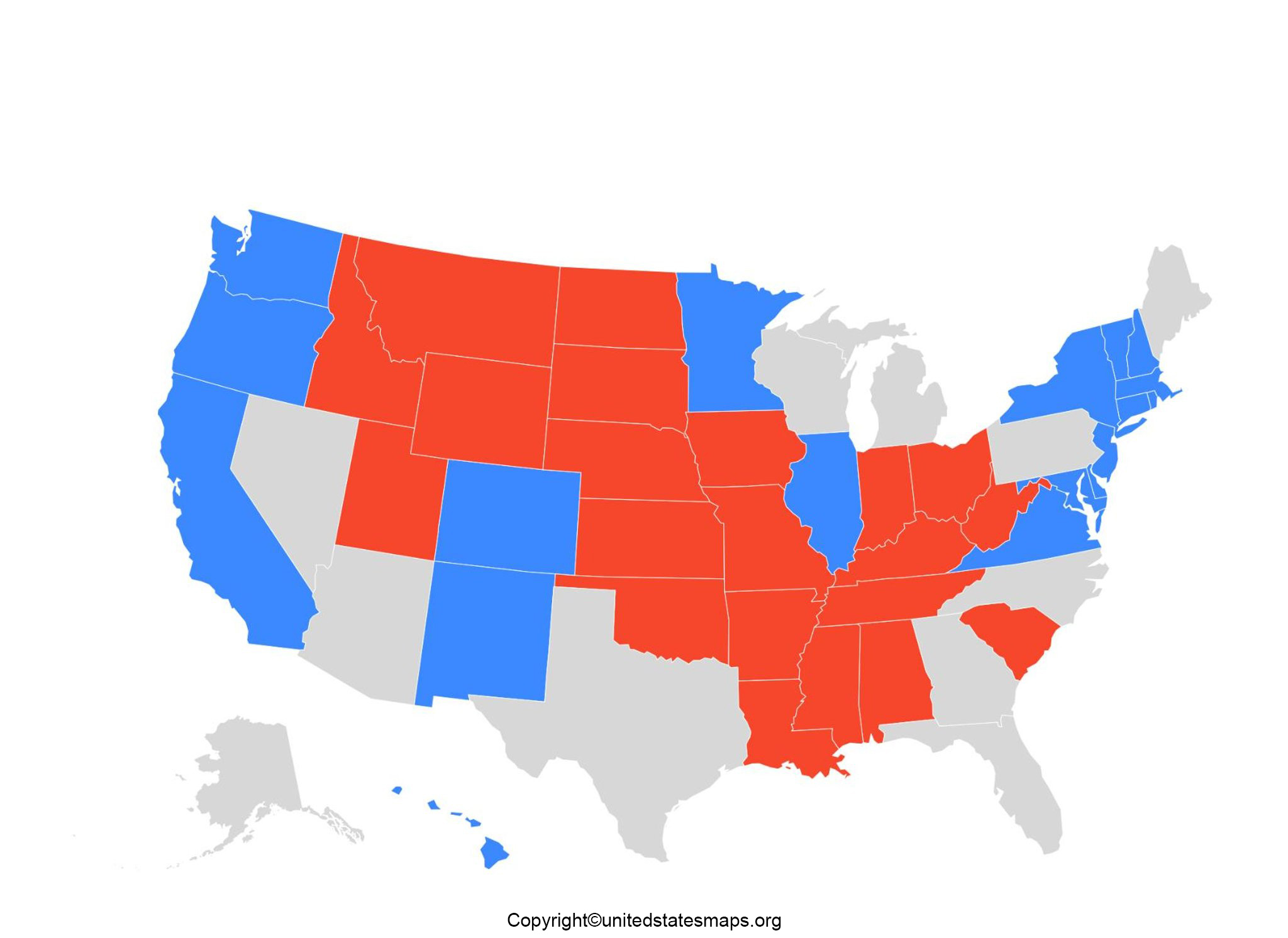 US Polls Map | Printable Polls Map Of USA