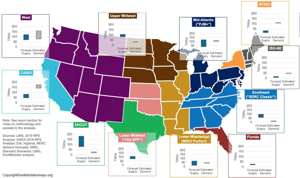 US Power Grid Map  Power Grid Map of US Printable