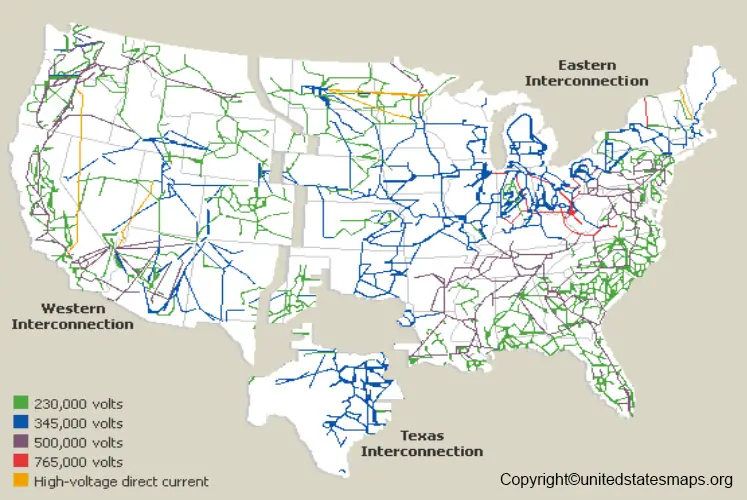 Power Grid Map of US