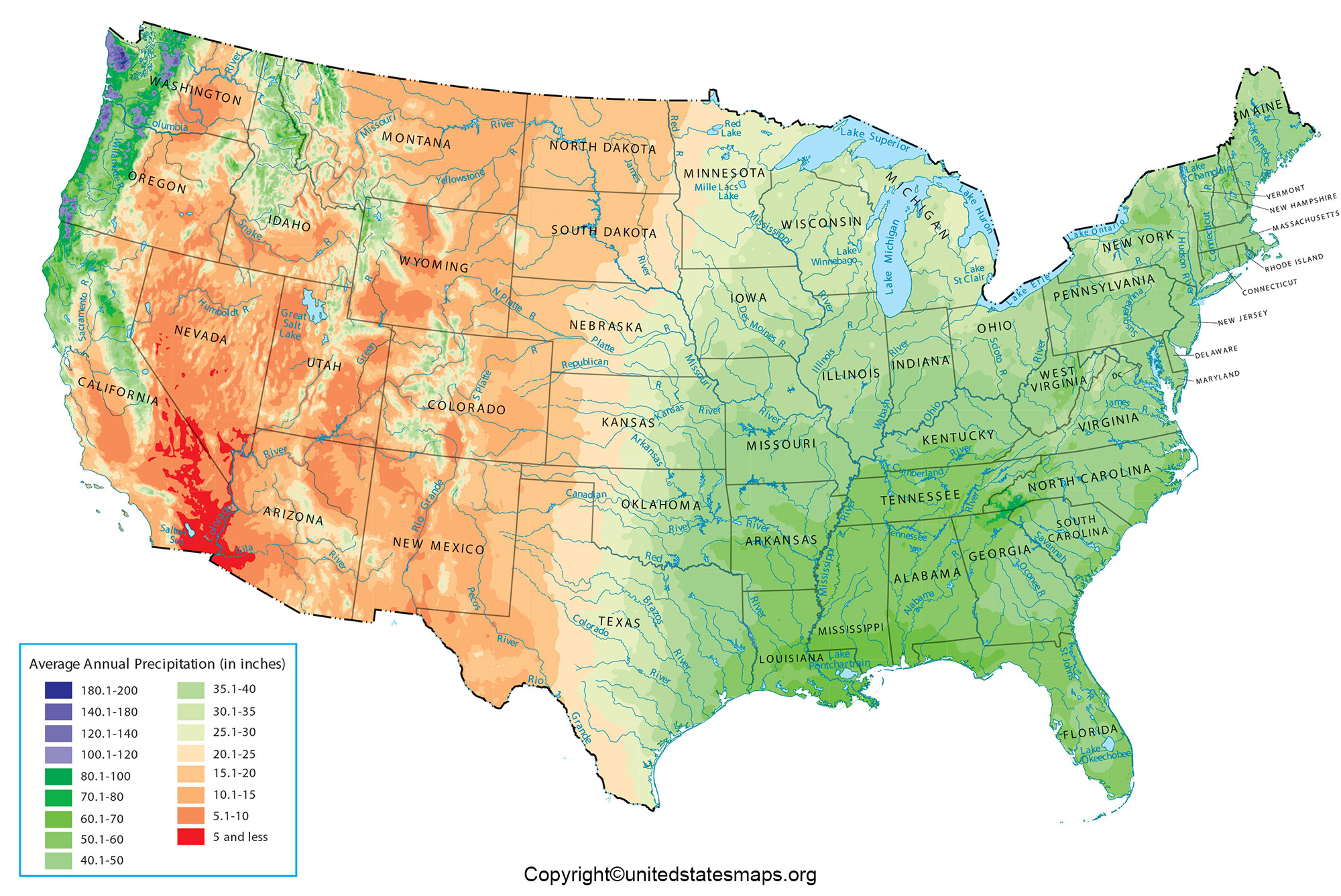 Us Precipitation Map Us Annual Precipitation Map In Pdf