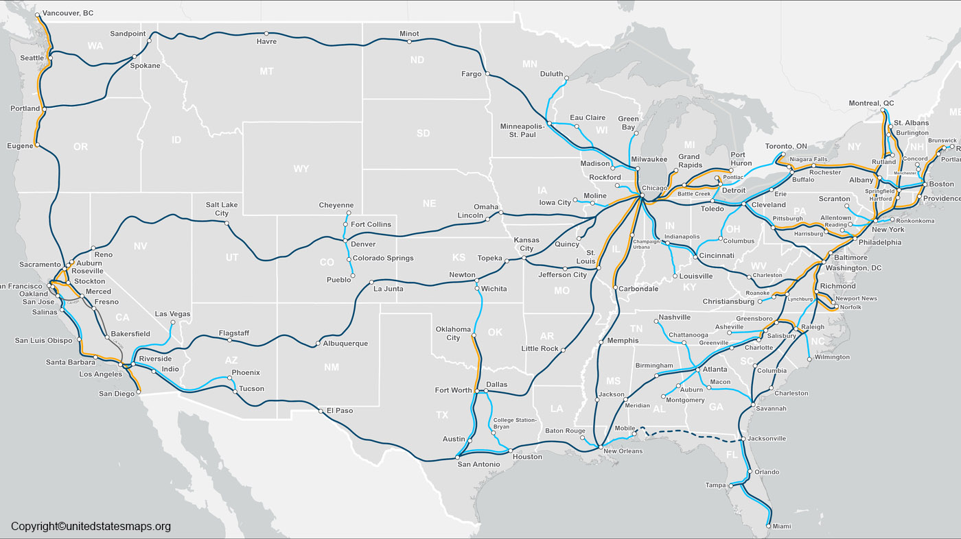 US High Speed Rail Map | High Speed Rail Map of USA