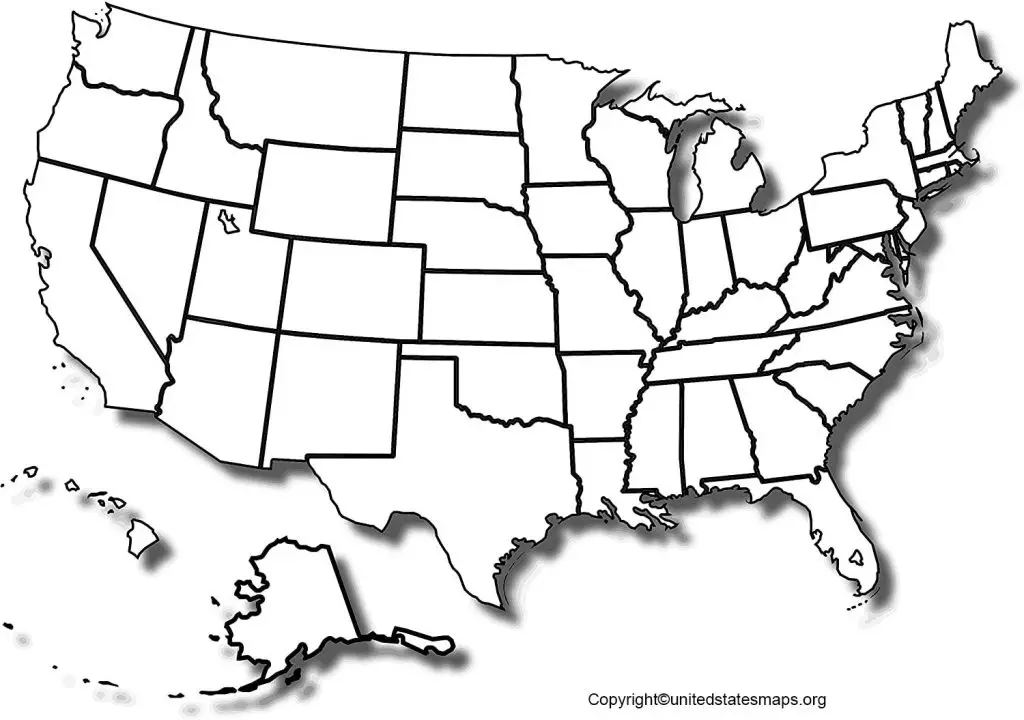 Unlabeled US Map Unlabeled Map Of United States