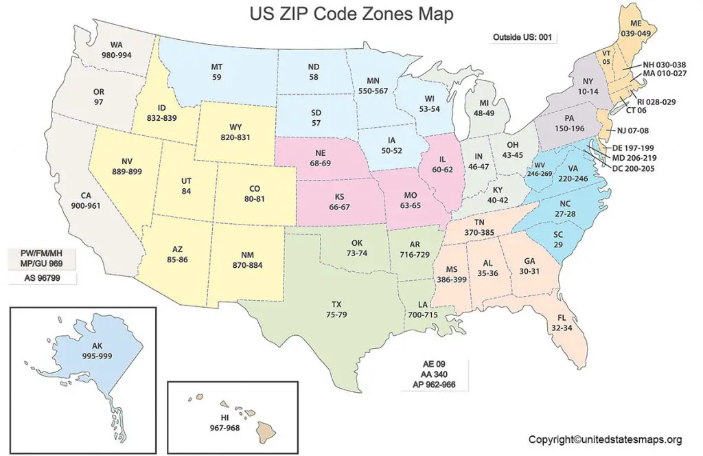 US Area Code Map Area Code Map Of United States