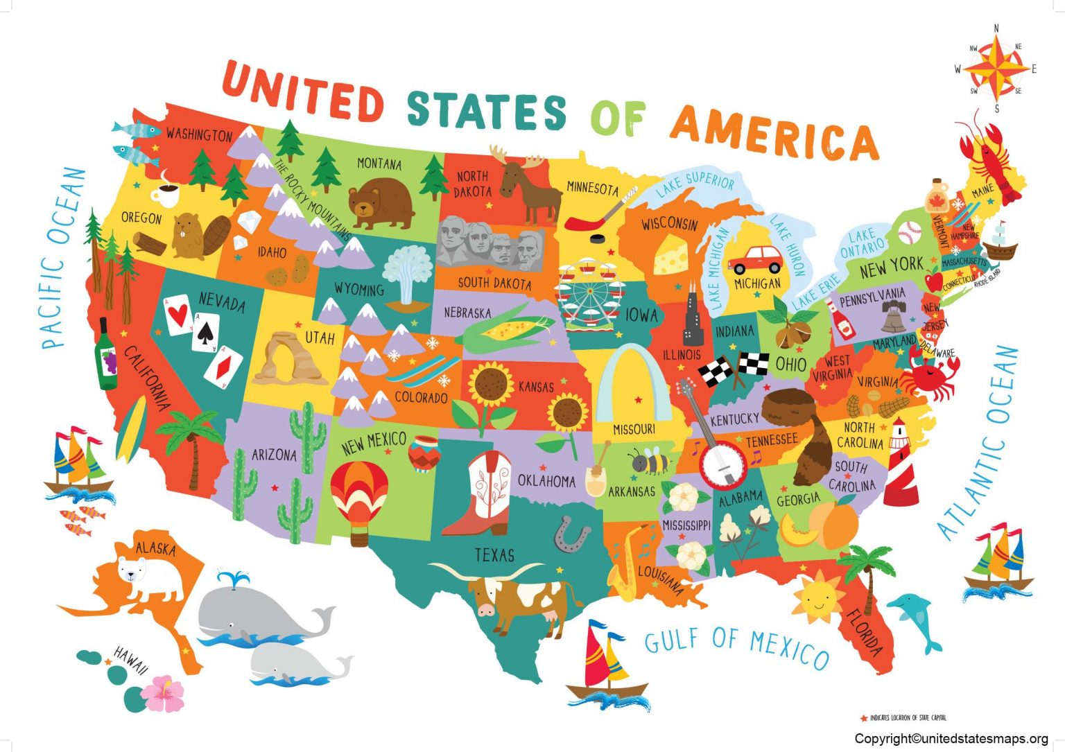 US Map for Kids | Printable USA Map for Kids