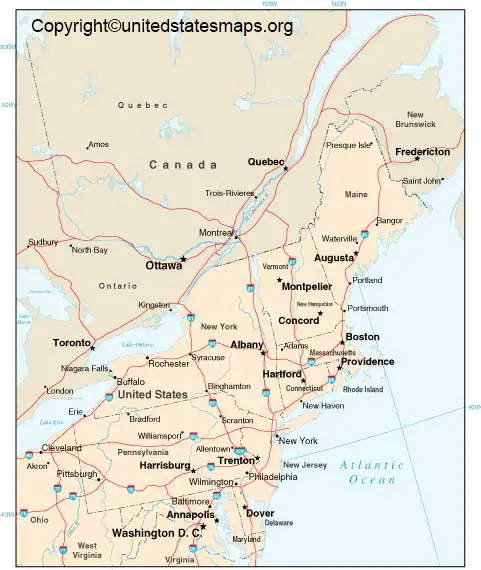 Road Map of Northeast US