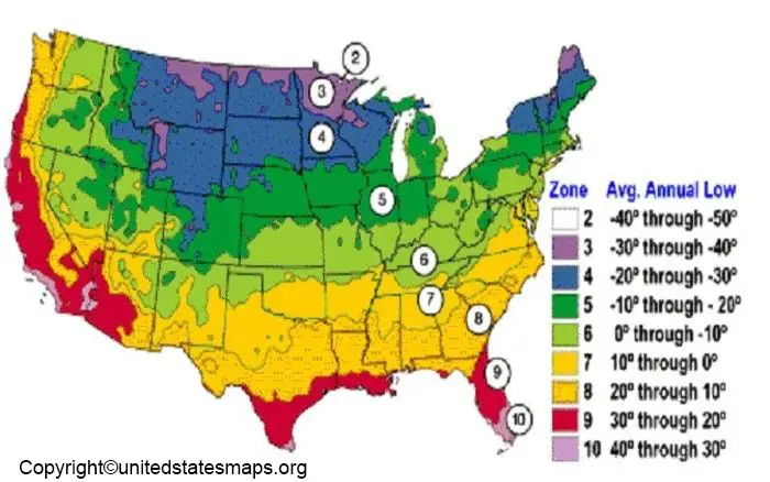 Map of USA Planting Zones