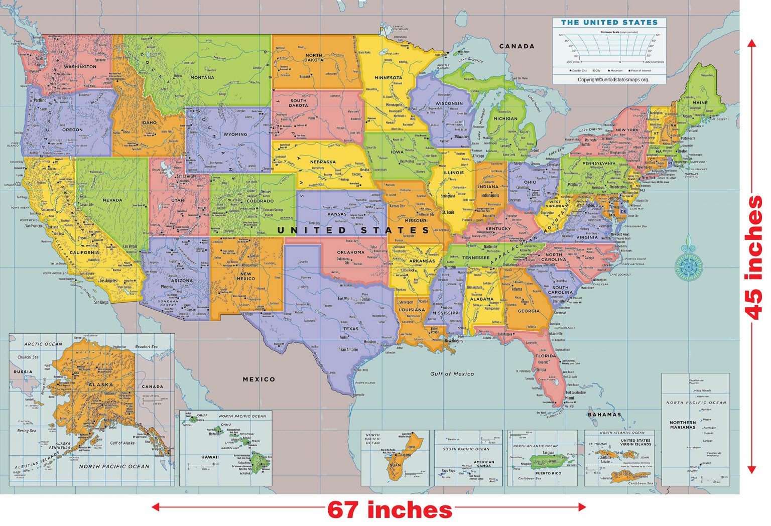 Large US Map  Large United States Map Poster