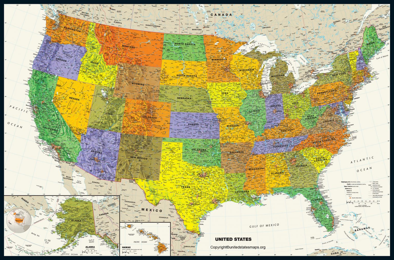 Large US Map  Large United States Map Poster