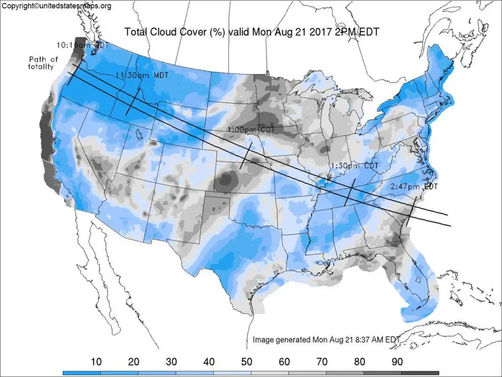 US Cloud Cover Map