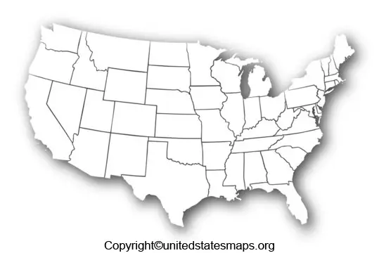 white map of us