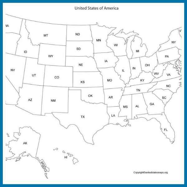 Map of the USA Printable