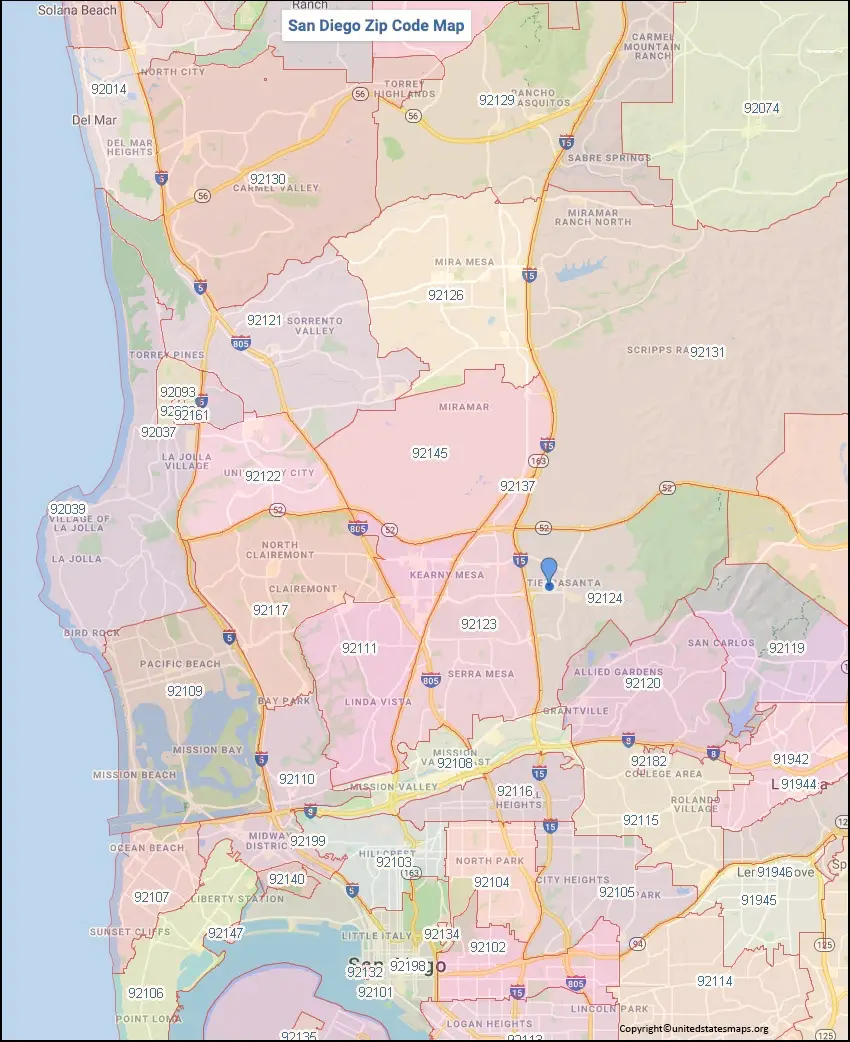 San Diego Neighborhood Map Zip Codes