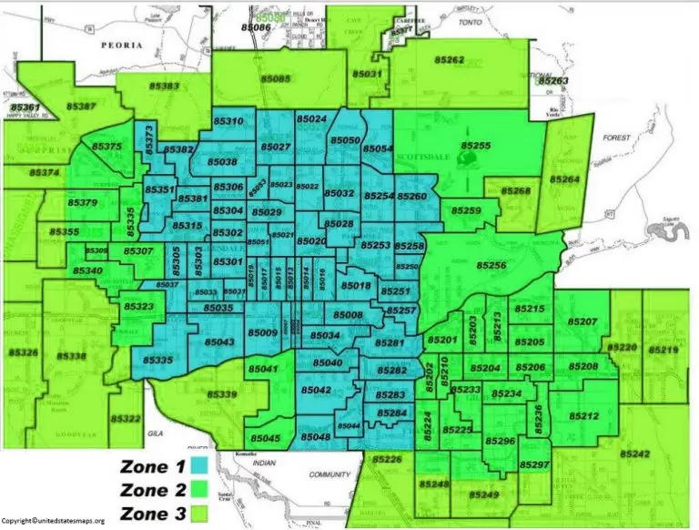 Phoenix Zip Code Map | Map of Phoenix with Zip Codes