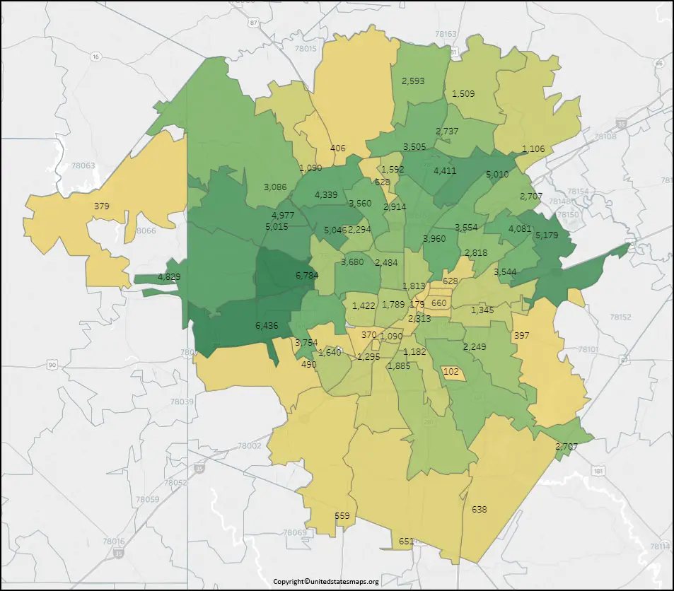 San Antonio Zip Code Map  Map of San Antonio Zip Codes