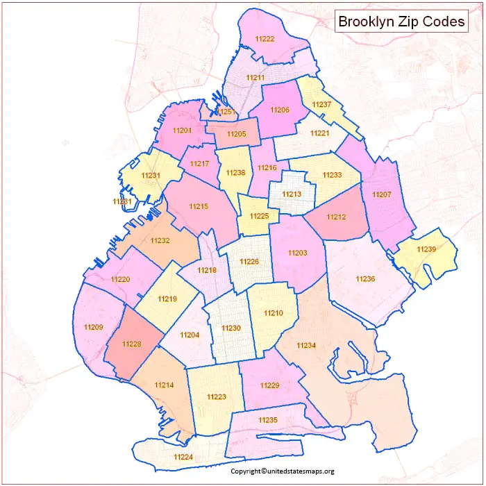 Postal Zip Code Map For Brooklyn New York