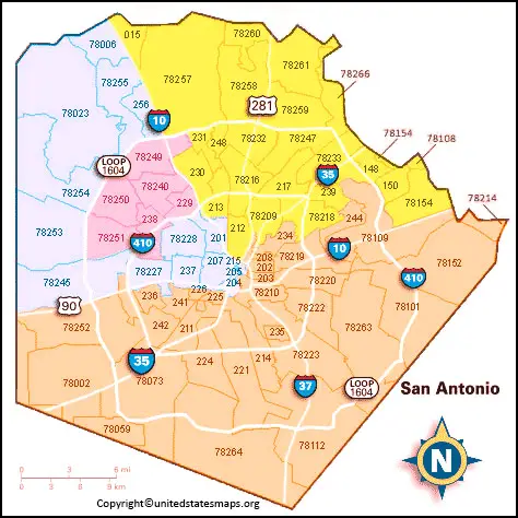 San Antonio Zip Code Map  Map of San Antonio Zip Codes