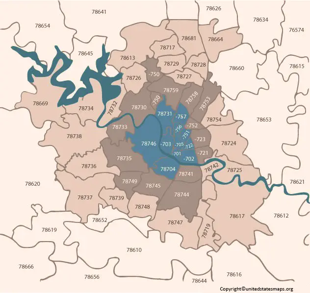 Zip Code Map of austin