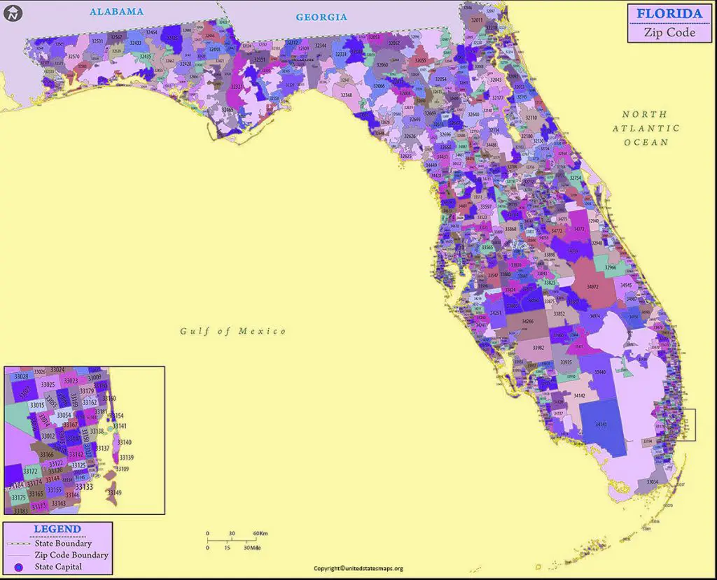 Florida Zip Code Map Map of Zip Codes in Florida