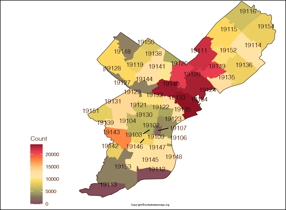 Zip Code Map of Philadelphia and Surrounding Counties