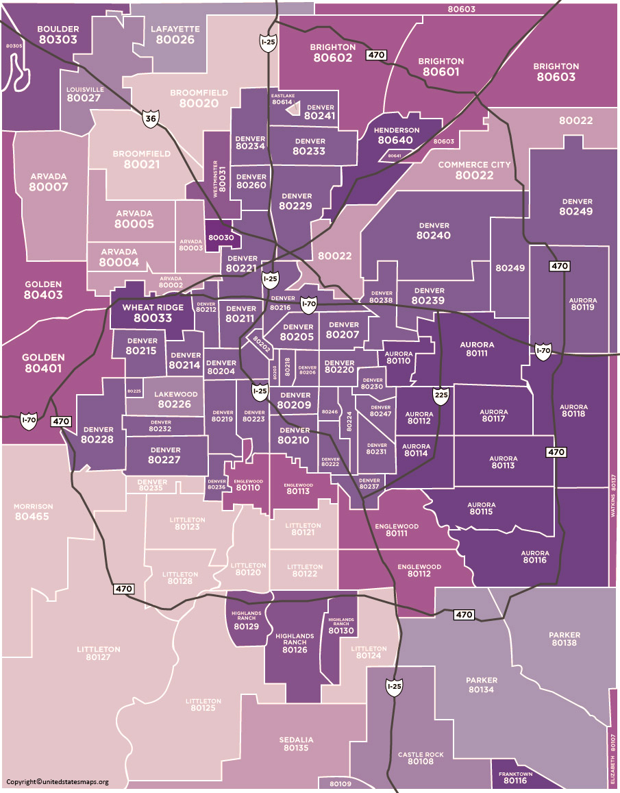 Denver County Zip Code Map