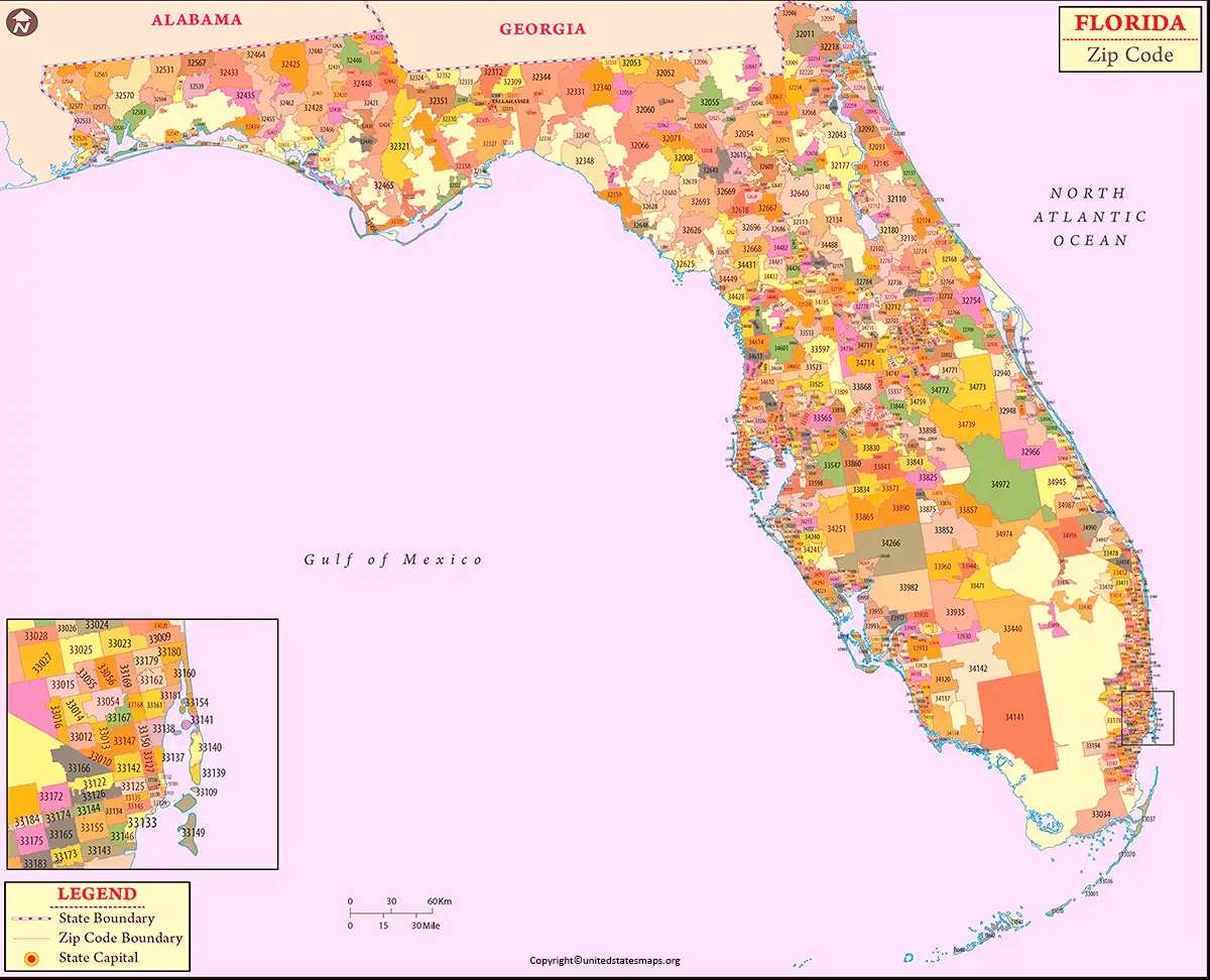 County Map of Florida With Zip Codes