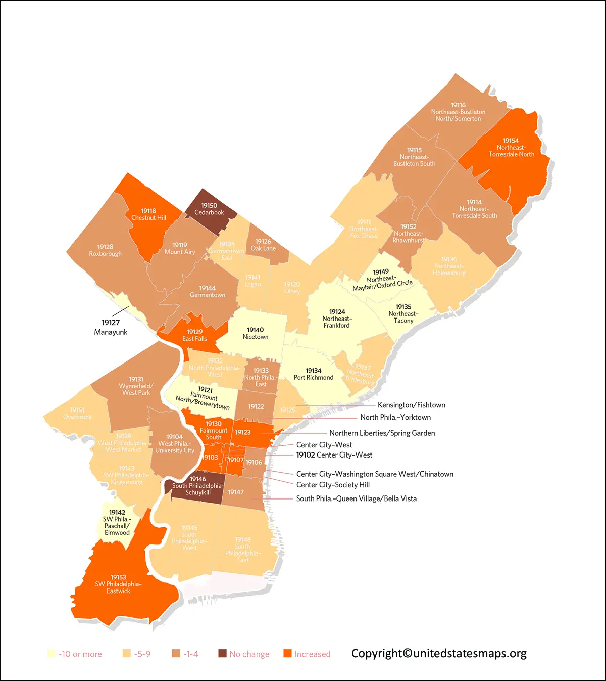 City of Philadelphia Zip Code Map
