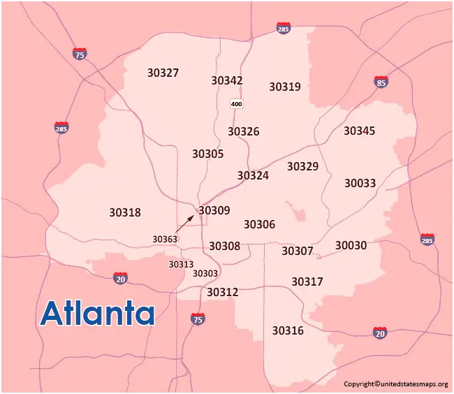 Downtown Atlanta Zip Code Map